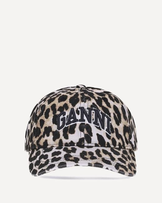 Ganni Black Leopard Baseball Hat