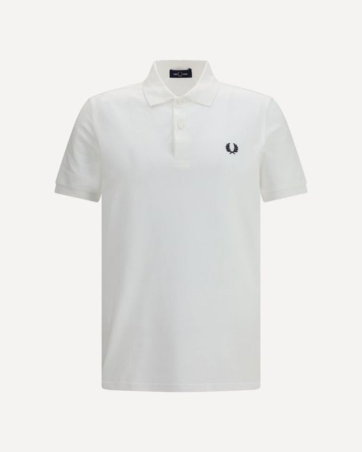 Fred Perry White M3636 Long Sleeve Cotton Piqué Polo for men