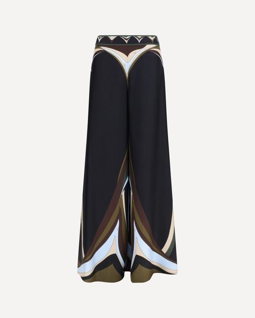 Emilio Pucci Blue Silk Printed Palazzo Pants
