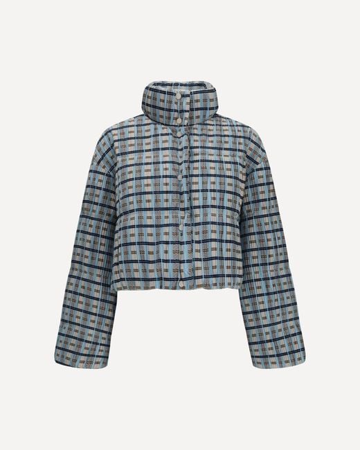 GONGDID DESIGN Blue Short Padded High-Neck Jacket