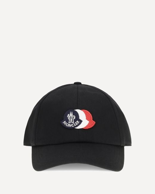 Moncler Black Baseball Cap With Tricolour Logo for men
