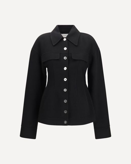 Max Mara Black Arena Short Virgin Wool Coat