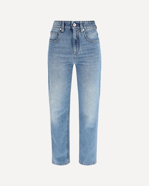 Brunello Cucinelli Blue Retro Denim Pants With Monili