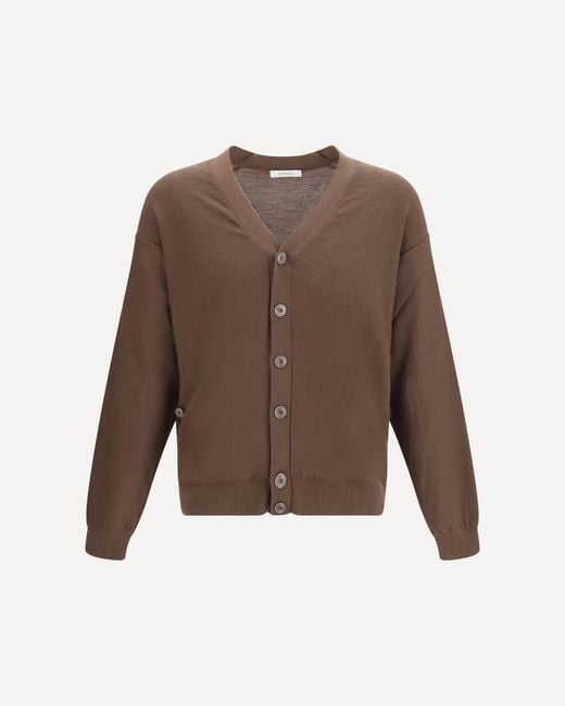 Lemaire Brown Merino Wool Blend Cardigan for men