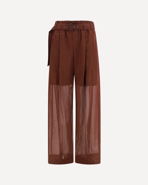 Brunello Cucinelli Brown Cotton Loose Pants With Monili