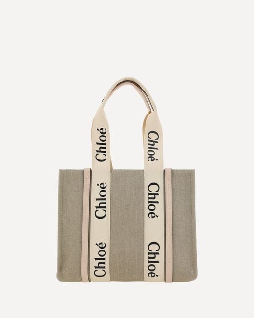Chloé Natural Woody Canvas Shoulder Bag