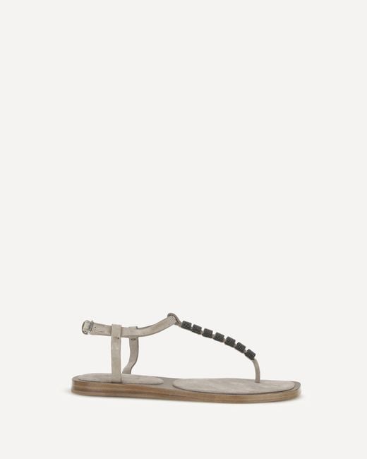 Brunello Cucinelli Natural Embellished Sandals