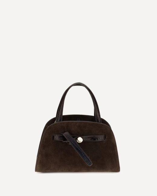 Tory Burch Black Small Romy Suede Top Handle Bag