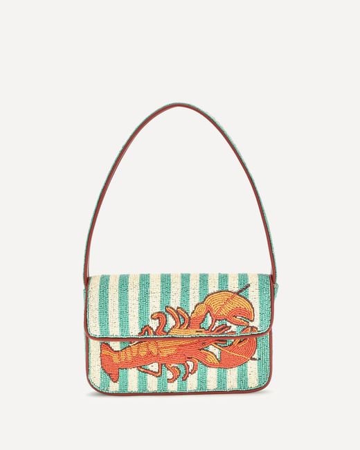 Staud White Tommy Beaded Shoulder Bag