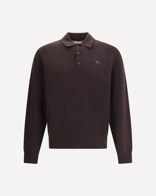 Burberry Blue Cashmere Long-Sleeved Polo Sweater for men