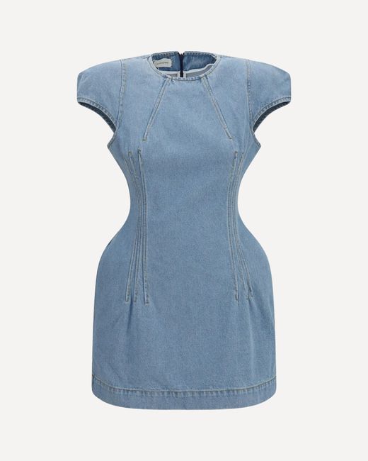 Magda Butrym Blue Short-Sleeve Denim Mini Dress