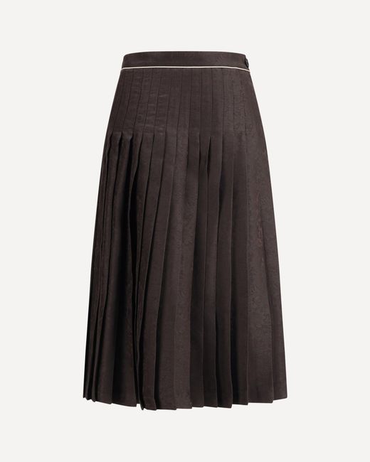 Burberry Black Sunflower Pleated Silk Skirt