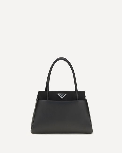 Prada Black Top Handle Bag With Triangle Logo