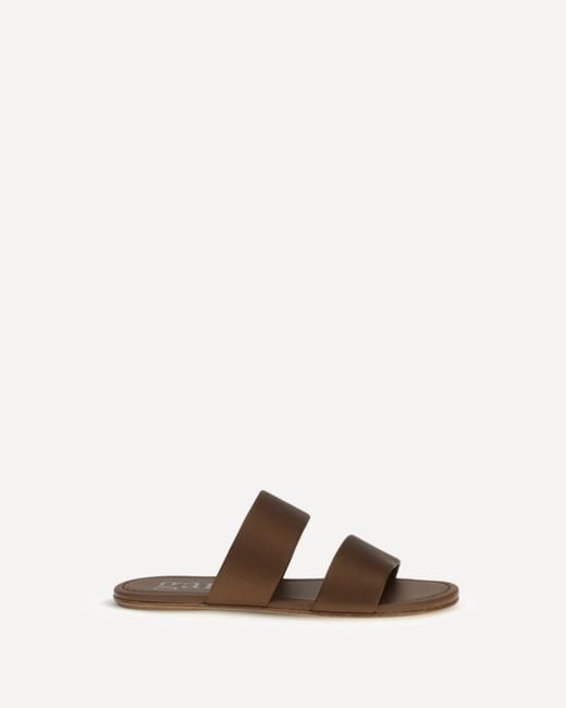 Pedro Garcia Brown Silk Flat Sandals