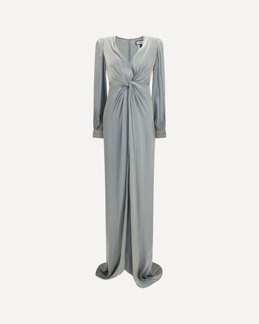 Nissa Blue Long Crossover Dress