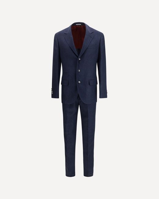 Brunello Cucinelli Blue Two-Piece Single-Breasted Suit for men