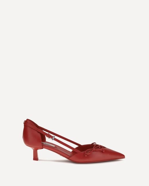 Prada Red Side-Cut Leather Pumps