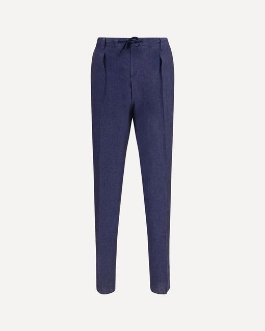 Gi Capri Blue Linen Drawstring Pants for men
