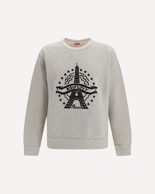 KENZO Gray Eiffel Tower Design Cotton Sweatshirt for men