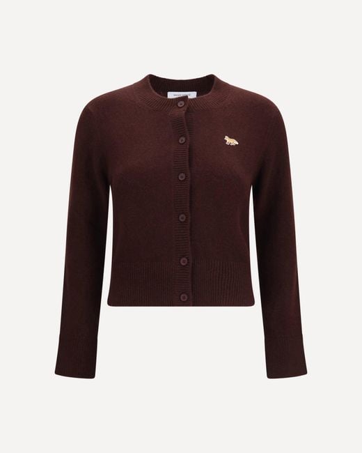 Maison Kitsuné Red Baby Fox Fitted Lambswool Cardigan