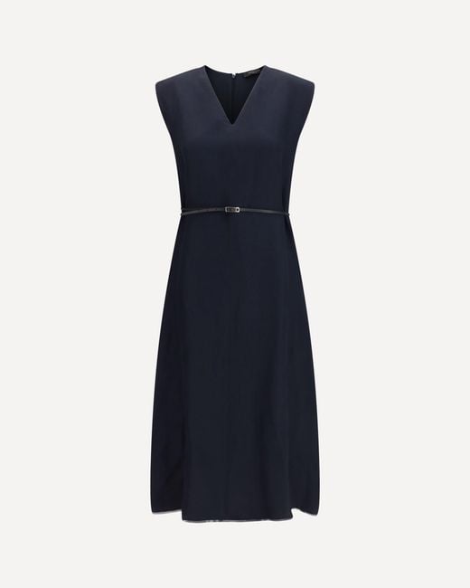 Fabiana Filippi Blue V-Neck Belted Dress