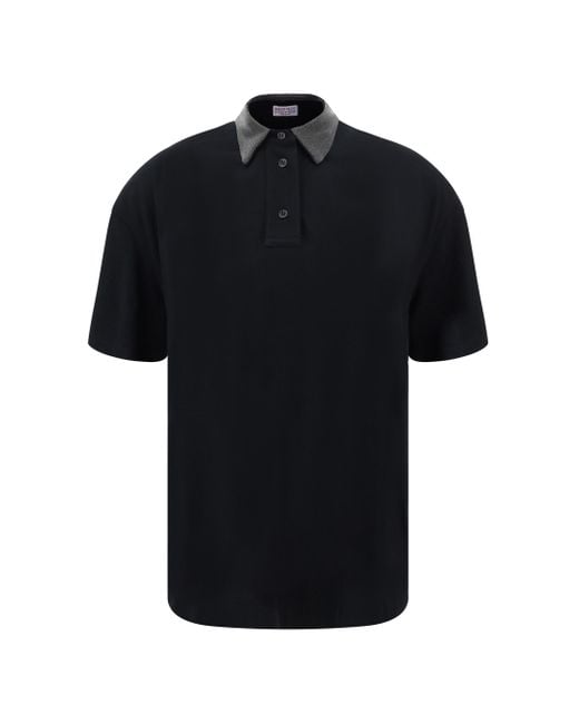Brunello Cucinelli Black Polo Shirts