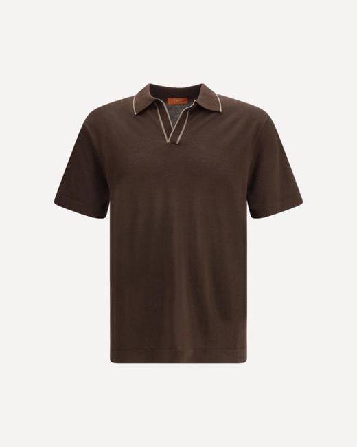 Cruna Brown Knitted Polo With Short Sleeves for men
