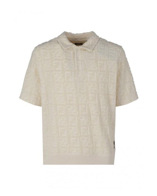 Fendi Cotton Polo Shirt 601 In White For Men Lyst 