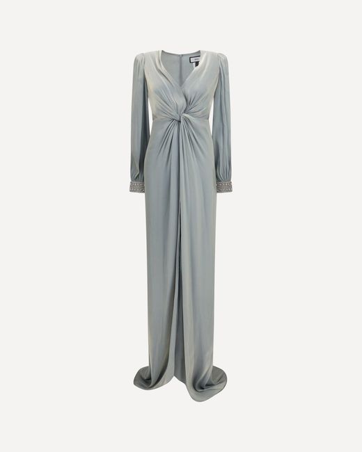 Nissa Blue Long Crossover Dress