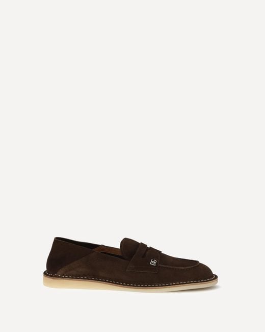 Dolce & Gabbana White Suede Loafers for men