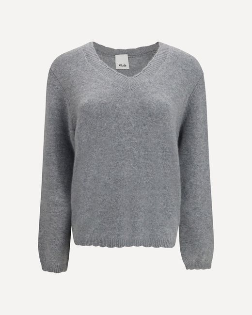 Allude Gray V Neck Sweater