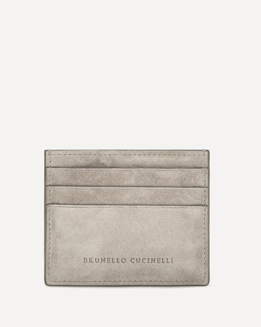 Brunello Cucinelli Gray Suede Card Holder