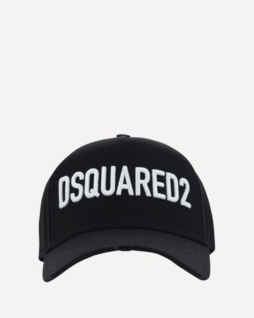 DSquared² Black Logoed Baseball Hat for men