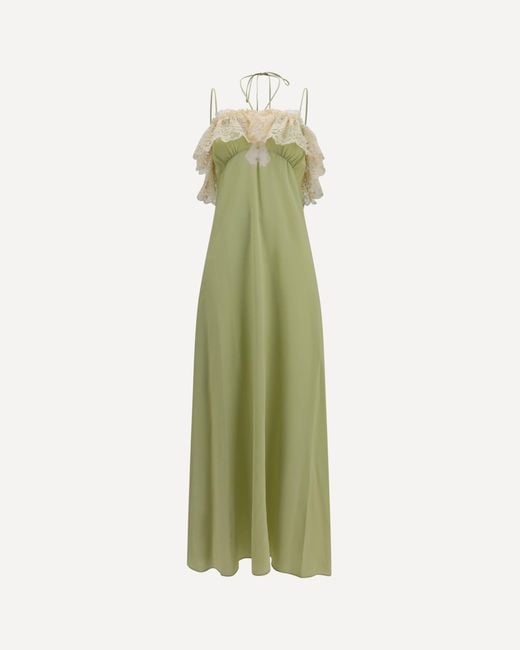 Chloé Green Silk Dress With Lace Details