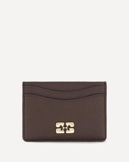 Ganni Brown Textured Faux Leather Card Holder