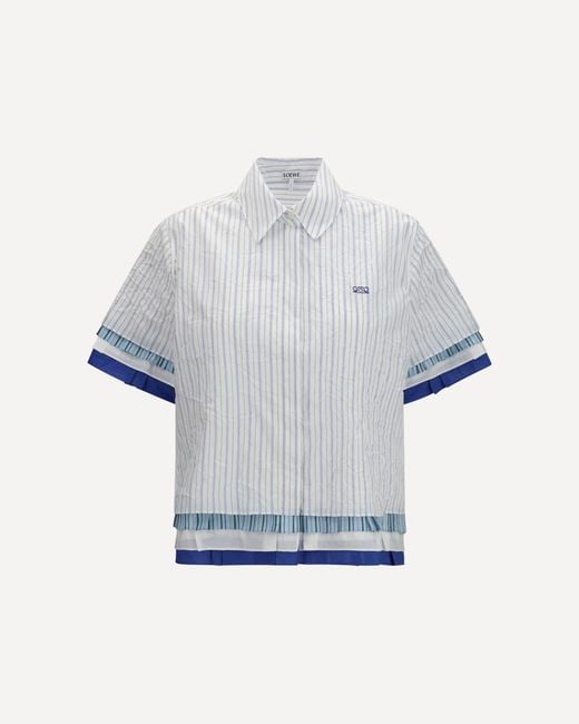 Loewe Blue Short-Sleeved Striped Shirt
