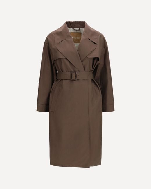 Max Mara Brown Double-Breasted Cotton-Blend Trench Coat