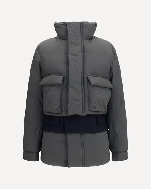 Sacai Gray Double Padded Jacket With Zip Closure