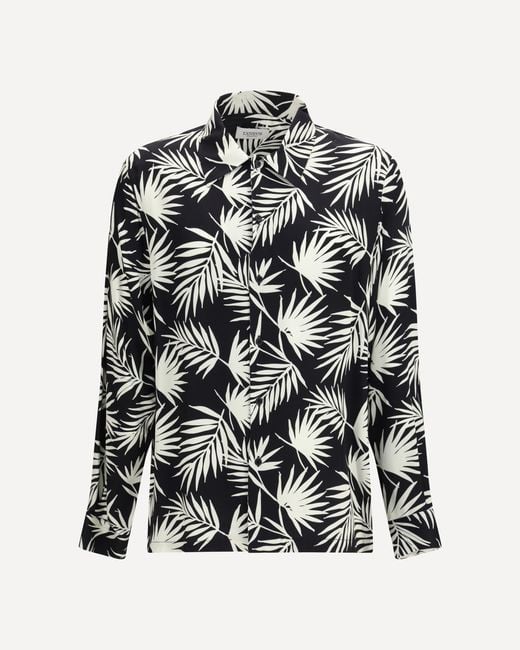 Laneus White Printed Bowling Shirt for men