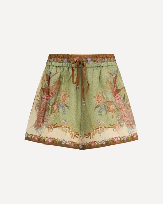 Zimmermann Natural Indra Relaxed Silk Drawstring Shorts
