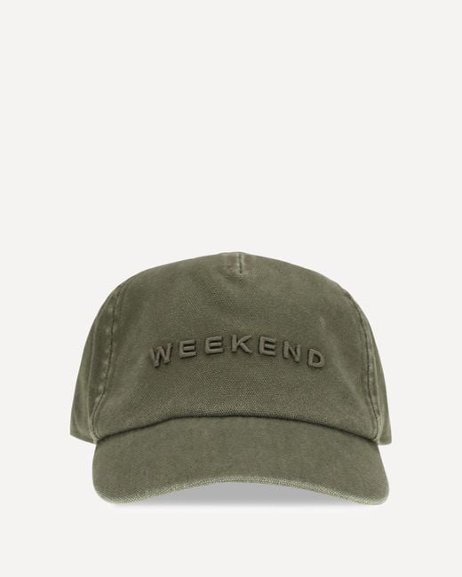 Weekend by Maxmara Green Washed Cotton Baseball Cap