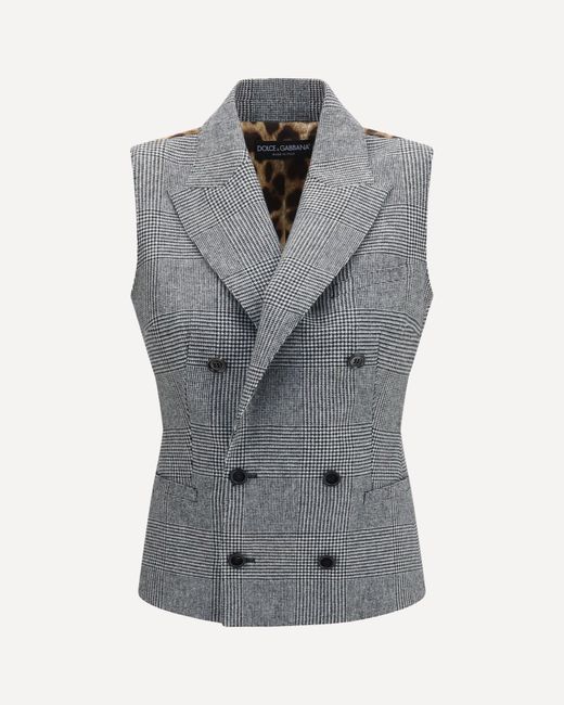 Dolce & Gabbana Gray Prince Of Wales Double Breasted Vest