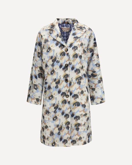 Marni White Printed Button Parka Coat