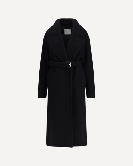 Max Mara Black Fleece Wool Coat