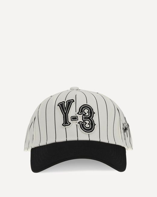 Y-3 White Pinstripe Baseball Cap for men