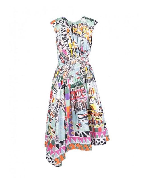 Prada Multicolor Venice Print Poplin Dress
