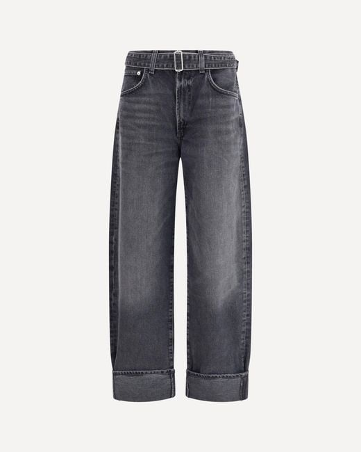 Agolde Blue Cuffed Taper Wide Jeans