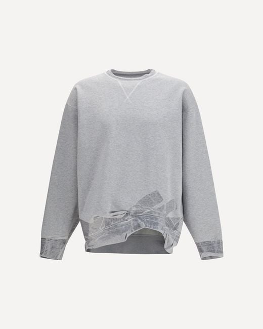 Margiela Gray Taped Jersey Sweatshirt for men