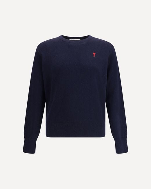 AMI Blue Pull Col Rond Ami De Coeur for men