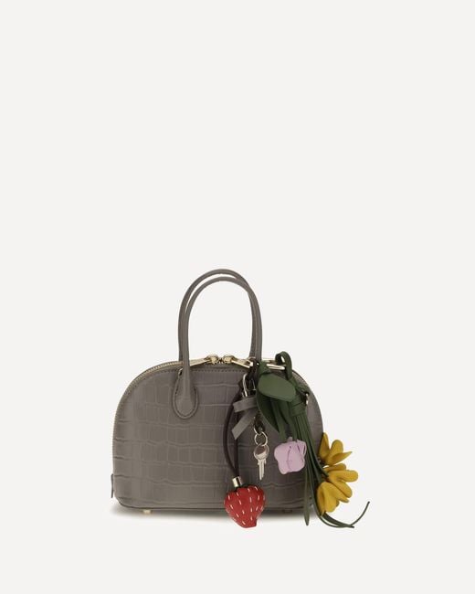 Self-Portrait Gray Toast Crocodile-Effect Leather Handbag
